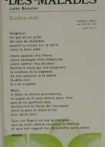 Prières des malades (Feuillet)