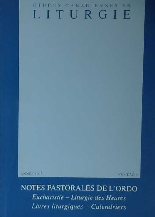 Notes pastorales de l'ordo